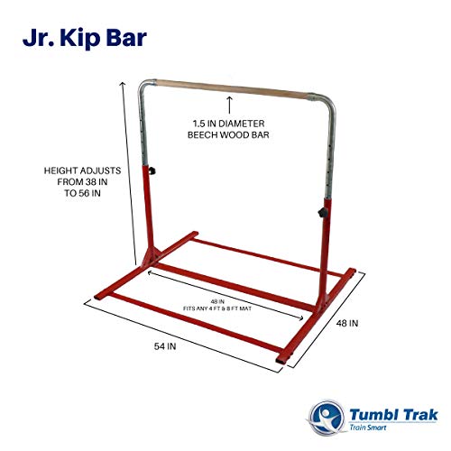 Tumbl Trak Expandable Gymnastics Training Jr Kip Bar, Red