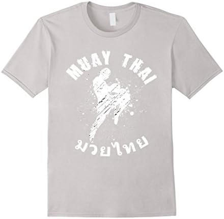 Men's Fighter Spirit Muay Thai Kickboxing T-shirt XL Silver