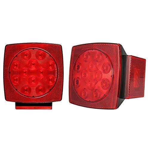 AMBOTHER LED Trailer Tail Lights Square Submersible Taillight Easy Install Bright Rear Tail Light Stop Turn License Plate Light for RV Truck Camper Boat Snowmobile, Red/White, 2Pcs AMBOTHER LED Trailer Tail Lights Square Submersible Taillight Easy Install Bright Rear Tail Light Stop Turn License Plate Light for RV Truck Camper Boat Snowmobile, Red/White, 2Pcs