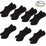 No Show Socks Mens Invisible Non Slip Low Cut Ankle Sock Cotton Pack 7 Pairs for Men (Black, 6-10)