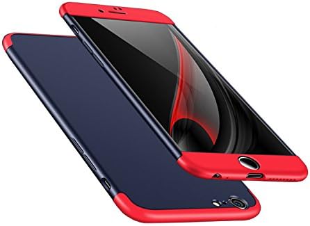 iPhone 6 Plus Case, iPhone 6s Plus Case, Ultra-Thin PC Hard Shockproof 3 in 1 Velvet Touch Fingerprint-Proof Anti-Slip Anti-Marks Cover for iPhone 6/6s Plus 5.5inch Red+Blue