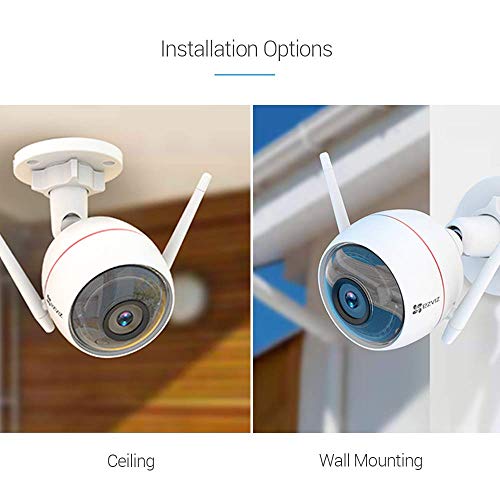 EZVIZ Outdoor Security Camera, Surveillance IP66 Weatherproof, 100ft Night Vision, Strobe Light & Siren Alarm, Two-Way Audio, Works with Alexa Google Home (CTQ3W)