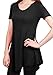 [DRSKIN] WS05 Women Handkerchief Hem Short Sleeve Long Tunic Top. (3XL, Black)