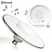 Morpilot Shower Head, Polished Chrome Top Spray Rain Shower Head with Waterproof Music Jet Wireless Bluetooth Speaker, Showerhead Audio Box Built-in Mic with Answer Calls Button