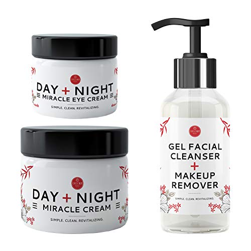 BEST SKINCARE GIFT SET: Anti-Aging Kit, Skincare Trio, Day + Night Face Cream, Eye Cream & Face Wash with Frankincense, Rosehip Seed Oil – Natural, Non-Toxic, Mostly Organic