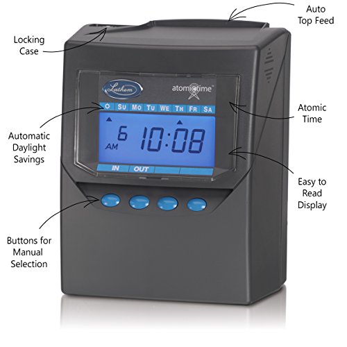 Lathem Calculating Atomic Time Clock, Includes Mounting Clip, Gray (7500E) - Thumbnail 3