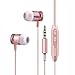 Extra Bass Metal Housing Wired Earphones Headphones，Metal Magnetic Headset with Mic Heave Bass Stereo Noise isolating Wired Earbuds for Android iOS iPhone with 3.5MM Jack (Rose Gold) Potronic