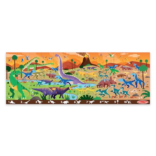 Melissa & Doug Land of Dinosaurs, Dino-Themed Search and Find Jumbo Floor Puzzle, 48-Piece Jigsaw Puzzle with Learning Activity, Over 4 Ft Long, Kids Puzzles for Girls & Boys Ages 6+