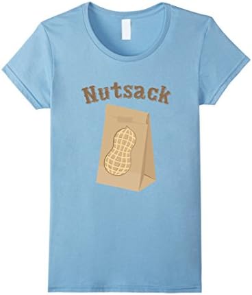 Women's Nutsack T-Shirt - Funny Sack Of Nuts Testicles Vulgar Joke Medium Baby Blue