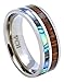 PCH Jewelers Titanium Hawaiian Koa Wood Abalone Inlay Wedding Ring or Gift 8mm Band