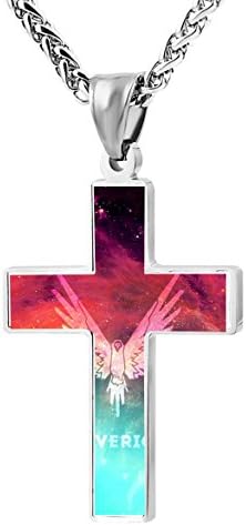 OHMYGODDESS Red Space JP Logo Cross Religious Jewelry Zinc Alloy Pendant Necklace
