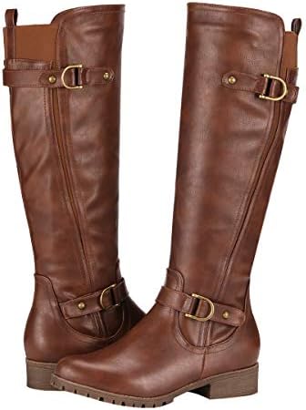Yeviavy Women's Knee High Boots - Riding Boots Low Heel Side Zipper Buckles and Stretchy Elastic Winter Boots Liz