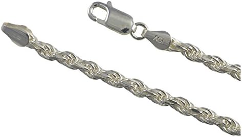 Sterling Silver Diamond Cut Rope 4mm 10" Anklet Chain Italian Italy Solid .925 Jewelry