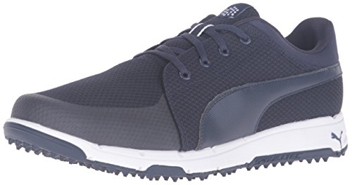 PUMA Men's Grip Sport Golf-Shoes, Peacoat-Puma White, 10 Medium US