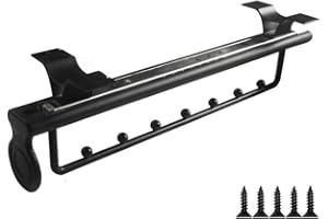 Lawnoval Pull Out Clothes Hanger Rail Closet, Telescopic Wardrobe Rod 250-500mm, Aluminum Alloy Cold Rolled Steel, Black, wit