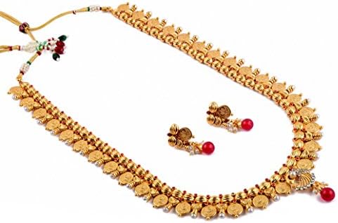 Megh Craft Women One Gram Gold Plated Lakshmi Coin Ginni Long Rani Haar Set …