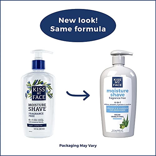 Kiss My Face Fragrance Free Moisture Shave, 4 In 1 Shaving Cream