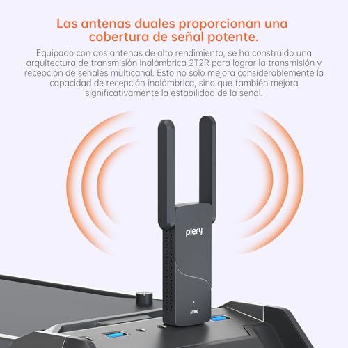 2 in 1 WiFi 6 AX900 + BT5.4 Bluetooth USB WiFi Adapter for PC, Dual Band 5GHz/2.4GHz WiFi Antenna, WPA3 Security, Simple Setup, Built-in Controller for Windows 10/11