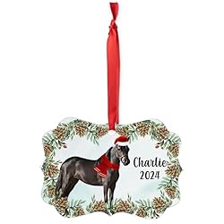 Black American Miniature Horse Christmas Ornament