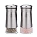 bonris Stainless Steel Salt and Pepper Shakers Set Stainless Steel with Glass Bottom Salt and Pepper Shakers with Adjustable Pour Holes