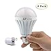 YJY Emergency LED Light Bulb with Build-in Rechargeable Battery for Hurricane Power Outage, Lampholder Hook for Camping Flashlight, 9W(75W Equivalent) 6000K E27 E26 110V 120V 220V(4 Pack)