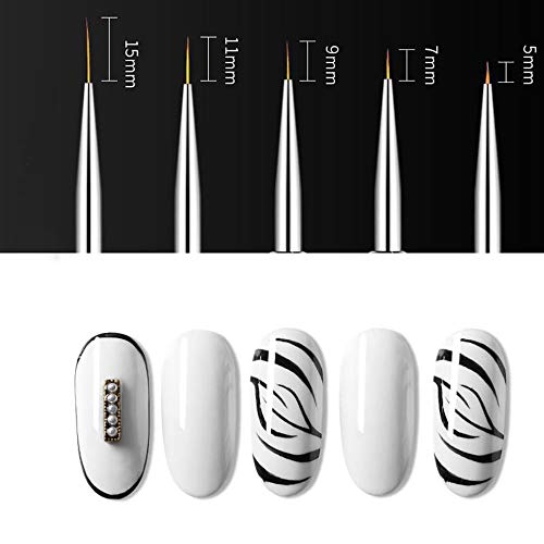 5Pcs Nail Art Liner Brushes, Mwoot Dual Tipped Painting Drawing Nail Design Brush Pen, Nail Art Brush Dotting Pen