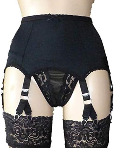 Women's Stockings Garter Belt Suspender with 6 Adjustable Straps 12 Metal Clips Suspender Belt Thigh High Stocking