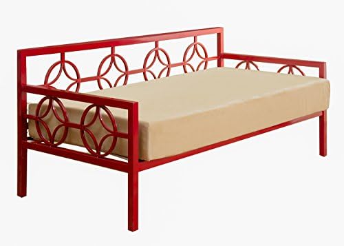 Modern Medallion Style Metal Twin Daybed (Day Bed)- Available in White, Brown, Red or Green Finish