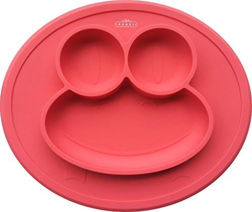 Skaxi Kids Placemat + 1 Baby Spoon - BPA Free, Food Grade Silicone Placemat - All-In-One Placemat with Plate for Babies, Infants, Toddlers, Kids (Red)