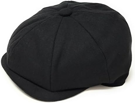 Gatsby Baker Boy Cap, Melton Wool, Lined. Black, Grey Blue Boy Cap. 8-Piece Cap.