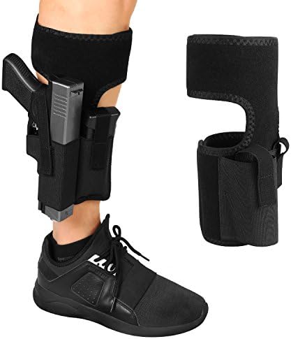 TANZOX Ankle Holster for Concealed Carry, Universal Leg Carry Gun Holster with Magazine Pouch Fits Glock 42, 43, 36, 26, S&amp;W Bodyguard .380.38, Ruger LCP, LC9, Sig Sauer (right)