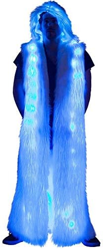 LED Coat Glowing Jackets Light Up Luminous Outwear Stage Costume Led Costume Adult Faux Fur Coat For Women Nightclub Network Toy men's models-L