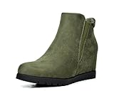 DREAM PAIRS FAY Women's Fashion Casual Elastic Pull On Low Ankle Hidden Wedge Boots