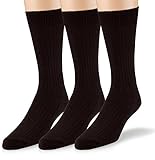 EMEM Apparel Men's Big and Tall King Size Casual Soft Ribbed Cotton Knit Classic Mid Calf Crew Dress Hosiery Socks 3-Pack Black 13-15