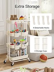Pipishell 4-Tier Rolling Cart, Utility Cart with