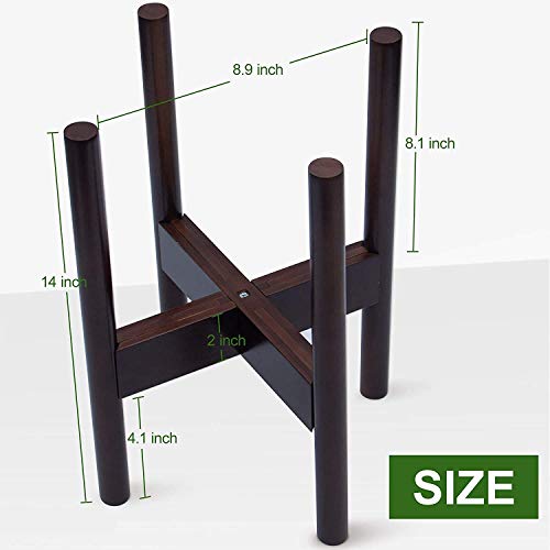 Panta Adjustable Bamboo Wood Plant Stand, (Pot Not Included) Mid