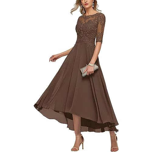 Chocolate Tea Length Mother of The Bride Dresses for Women 2023 A