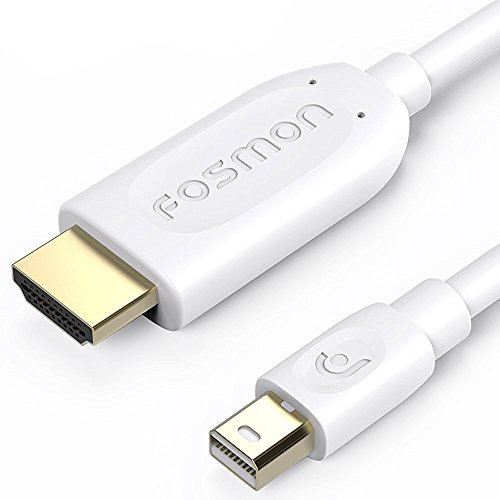 Fosmon HD1912 Mini DisplayPort to HDMI (15 FT),  Mini DP [Thunderbolt Port Compatible] to HDMI Cable Adapter For Surface Pro, MacBook Pro, iMac, Mac Mini - Gold Plated (White)