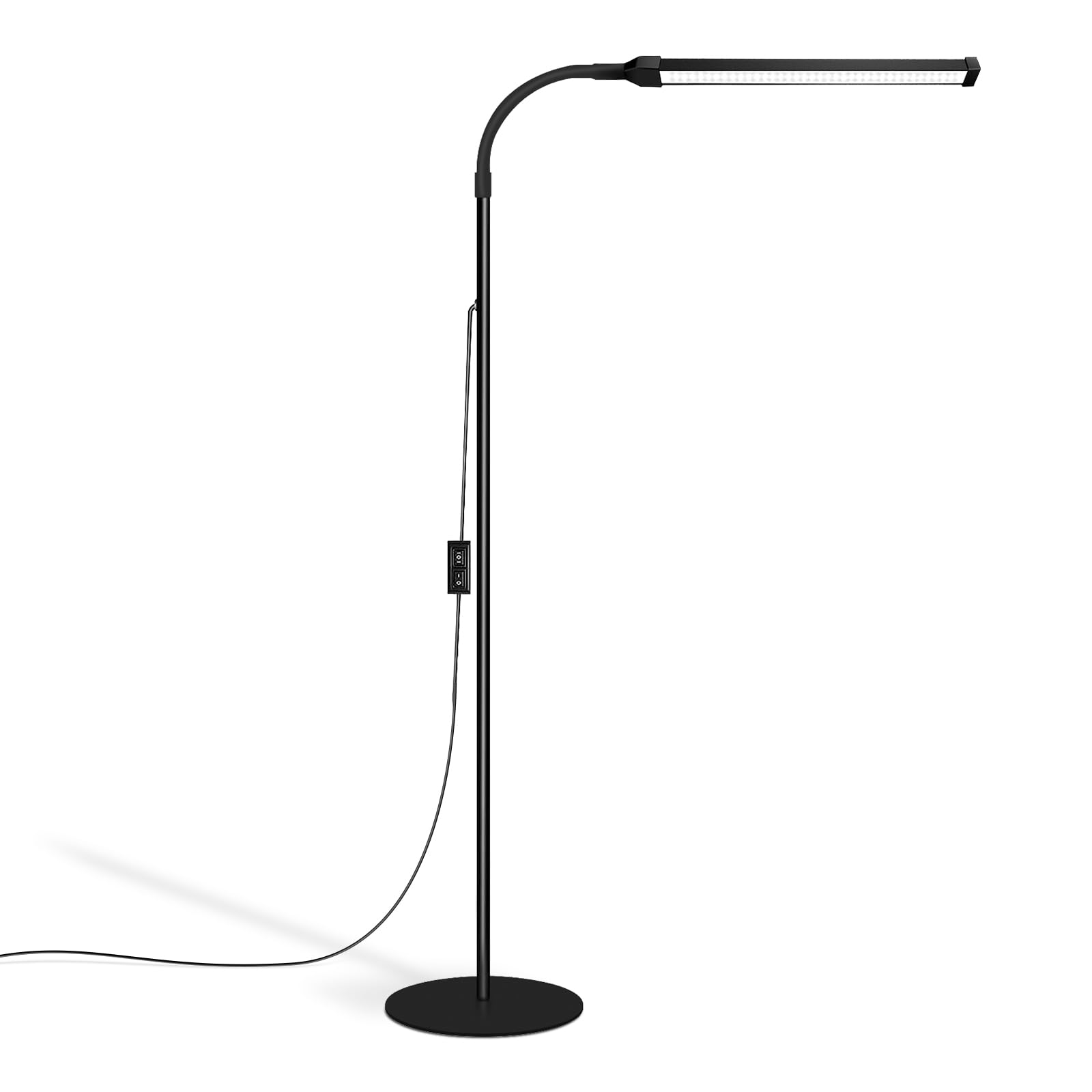 JCOTTON Lash Light, LED Floor Lamp, Reading Floor Lamp, Adjustable Gooseneck, 3 Heights, 10W Dual Brightness, Portable Standing Lamp for Eyelash Extensions, Makeup, Office