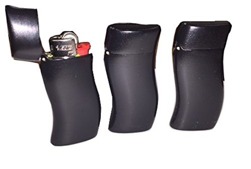 Mini Bic Lighter Sleeve Black Curved Case - One Case Lighter Not Included