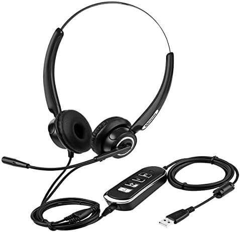 PC Headset, SAWAKE USB/3.5mm Computer Headset with Microphone Noise Cancelling Stereo Wired Headphones for Skype, Webinar, Phone, Call Center