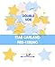 FIRST BIRTHDAY DECORATION SET FOR BOY- 1st Baby Boy Birthday Party, Blue Hat Crown, Circle Dots Paper Garland, Cake Topper -