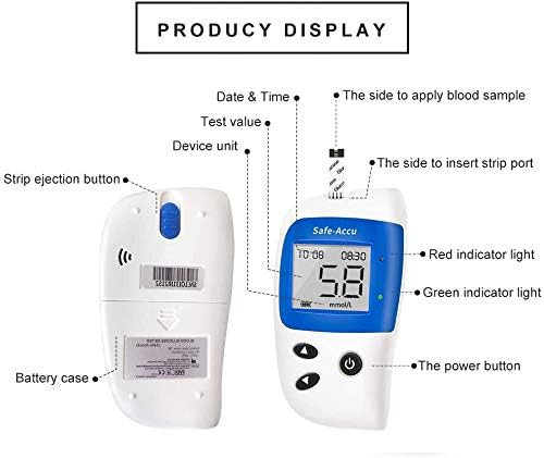 sinocare Diabetes Test Kit, Blood Glucose Monitor, Safe-Accu2 Blood Sugar Testing Kit with Strips x 10 in mmol/L - Image 3
