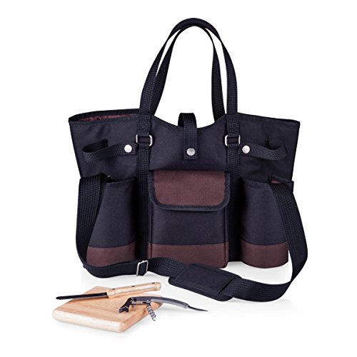 LEGACY - a Picnic Time Brand Wine Country Tote with Cheese Service and Corkscrew, Black - Thumbnail 7