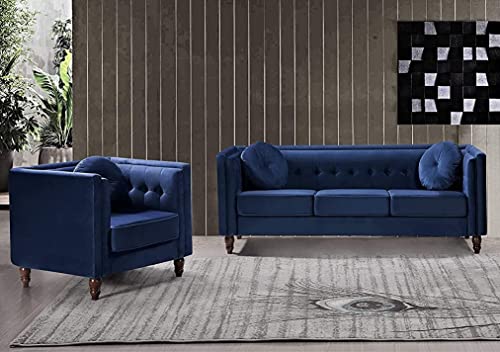 Container Furniture Direct Lexie Velvet Comfy Mid Century Couch Chesterfield Th…