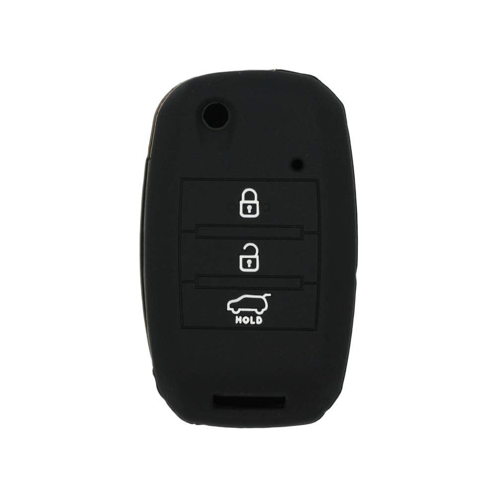 BROVACS Silicone Cover Protector Case Holder Skin Jacket Compatible with KIA 3 Button Flip Remote Key Fob CV4155 Black