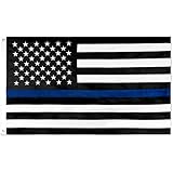 W.E. Saunders & Co Thin Blue Line Flag Premium Stitched Nylon for Police and Law Enforcement Black, Blue and White 3X5 Foot