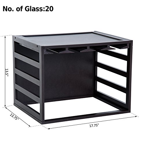 HomCom Modern Wood Tabletop Stemware Rack Holds 20 Wine Glasses - Thumbnail 3