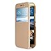 M9 Case, Pasonomi® [Smart Window View] HTC One M9 Folio Wallet Case - Slim Flip Leather Case For HTC One M9 Smartphone (Golden)
