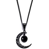 GIGB PBDK Moon Crystal Pendant Necklace Delicate Gothic Rhinestone Black Chain Link Choker Aesthetic Geometric Halloween Accessories Jewelry Gift for Women